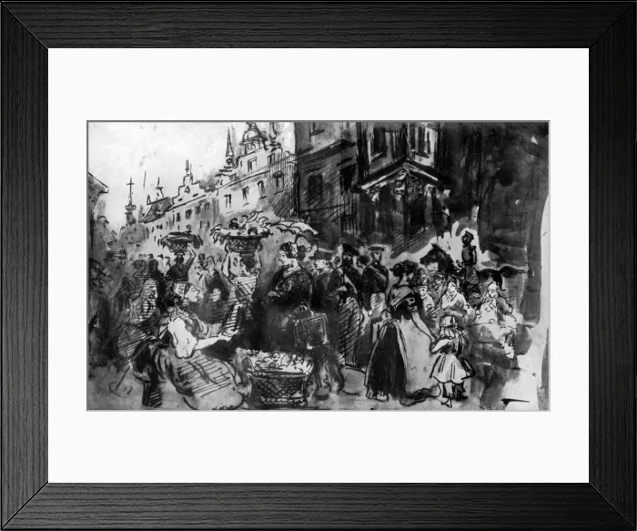 Framed Print : A Street in Alsace, 19th century, (1930). Artist: Constantin Guys Framed Print : A Street in Alsace, 19th century, (1930). Artist: Constantin Guys