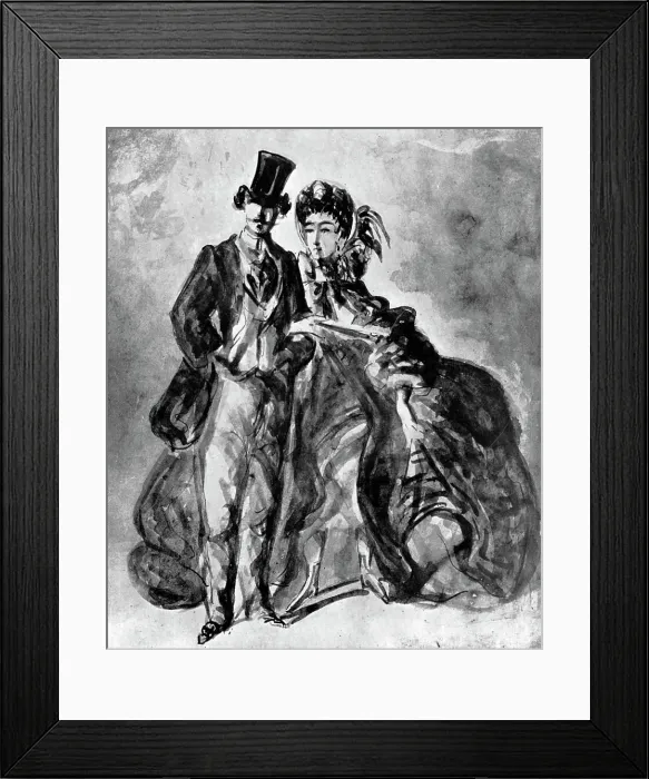 Framed Print : Man and Woman, 19th century, (1930). Artist: Constantin Guys Framed Print : Man and Woman, 19th century, (1930). Artist: Constantin Guys