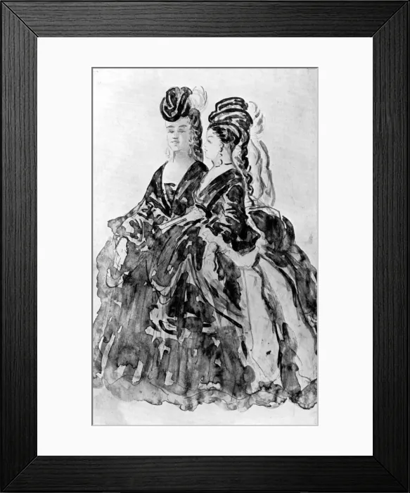 Framed Print : Two Ladies, (1930). Artist: Constantin Guys Framed Print : Two Ladies, (1930). Artist: Constantin Guys