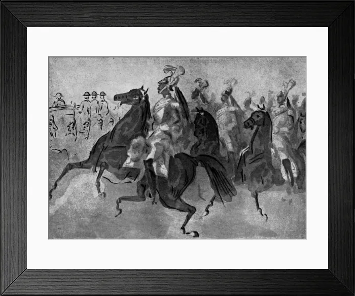 Framed Print : The Escort of Cuirassiers, 19th century, (1930). Artist: Constantin Guys Framed Print : The Escort of Cuirassiers, 19th century, (1930). Artist: Constantin Guys