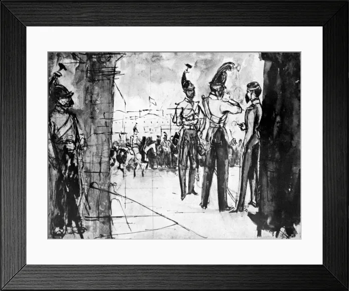 Framed Print : Group of Soldiers, (1930). Artist: Constantin Guys Framed Print : Group of Soldiers, (1930). Artist: Constantin Guys