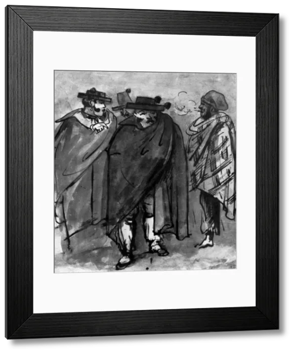 Framed Print : Spaniards, (1930). Artist: Constantin Guys Framed Print : Spaniards, (1930). Artist: Constantin Guys