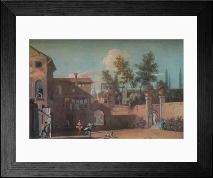 Framed Print : Courtyard of an Italian Villa, c1700 (1935). Artist: Marco Ricci Framed Print : Courtyard of an Italian Villa, c1700 (1935). Artist: Marco Ricci
