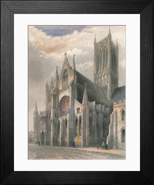 Framed Print : Lincoln Cathedral - View of South Transept & Central Tower, 1836. Artist: Benjamin Winkles Framed Print : Lincoln Cathedral - View of South Transept & Central Tower, 1836. Artist: Benjamin Winkles