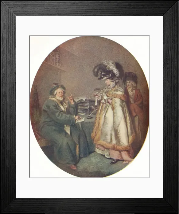 Framed Print : The Credulous Lady and Astrologer, 1786. Artists: John Raphael Smith, Peter Simon Framed Print : The Credulous Lady and Astrologer, 1786. Artists: John Raphael Smith, Peter Simon