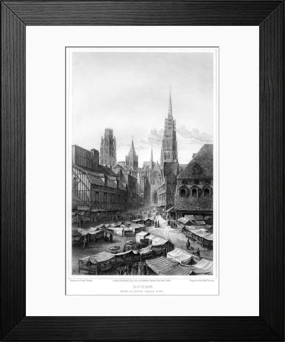 Framed Print : Rouen, from La Haute Vieille Tour, 1820. Artist: Edward Finden Framed Print : Rouen, from La Haute Vieille Tour, 1820. Artist: Edward Finden