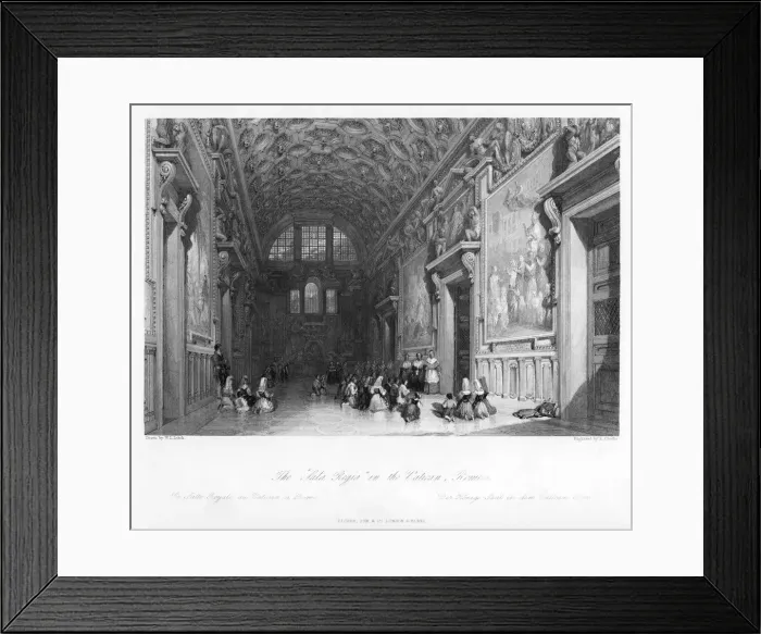 Framed Print : The Sale Regia in the Vatican, Rome, 19th century. Artist: E Challis Framed Print : The Sale Regia in the Vatican, Rome, 19th century. Artist: E Challis