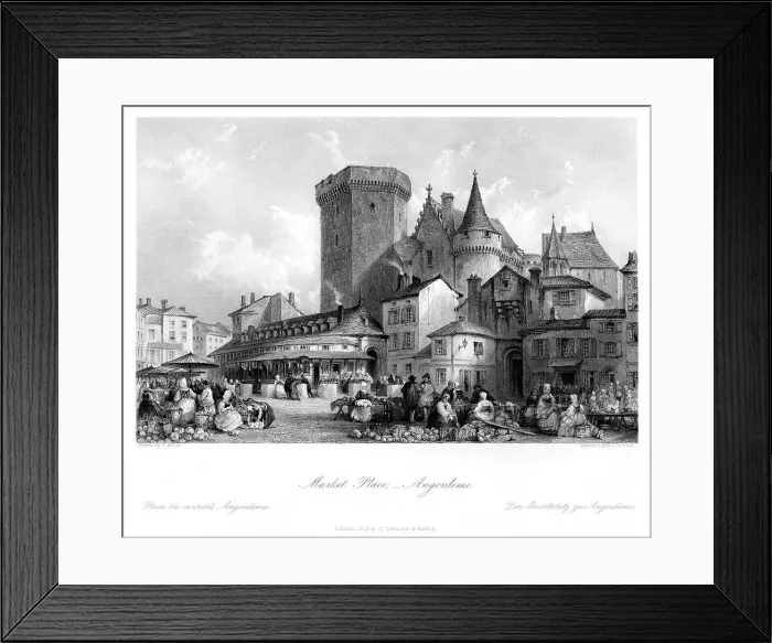 Framed Print : Market Place, Angouleme, France, 19th century. Artist: MJ Starling Framed Print : Market Place, Angouleme, France, 19th century. Artist: MJ Starling