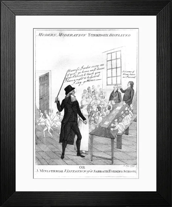 Framed Print : Modern moderation strikingly displayed, 1799. Artist: Kay