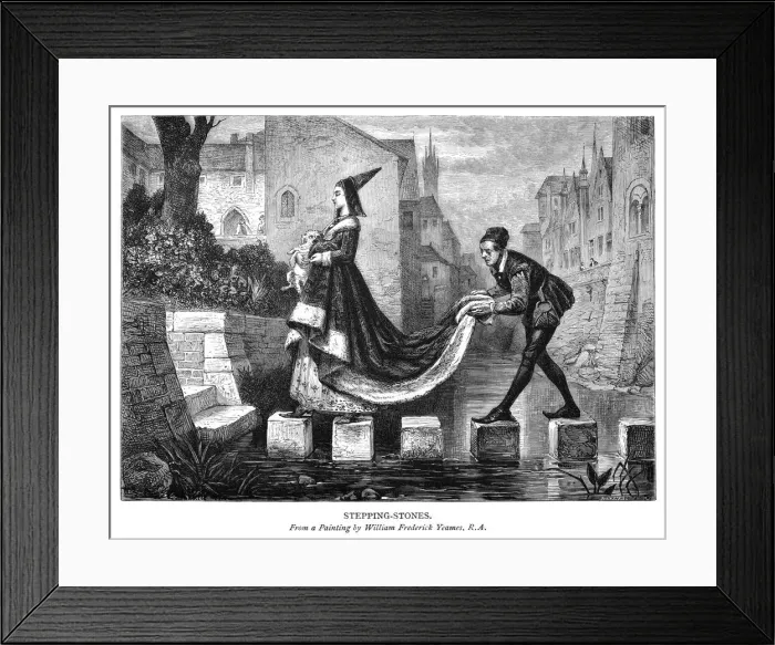 Framed Print : Stepping Stones, c19th century. Artist: George Butterworth Framed Print : Stepping Stones, c19th century. Artist: George Butterworth