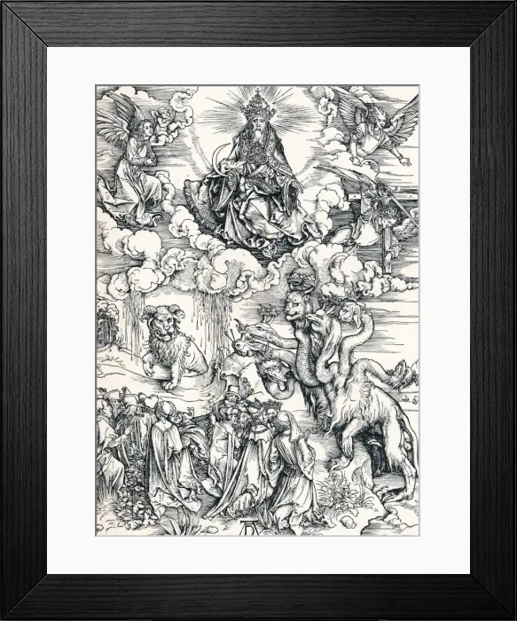 Framed Print : The Seven-Headed Beast and the Beast with Lamb`s Horns, 1498 (1906). Artist: Albrecht Durer Framed Print : The Seven-Headed Beast and the Beast with Lamb`s Horns, 1498 (1906). Artist: Albrecht Durer