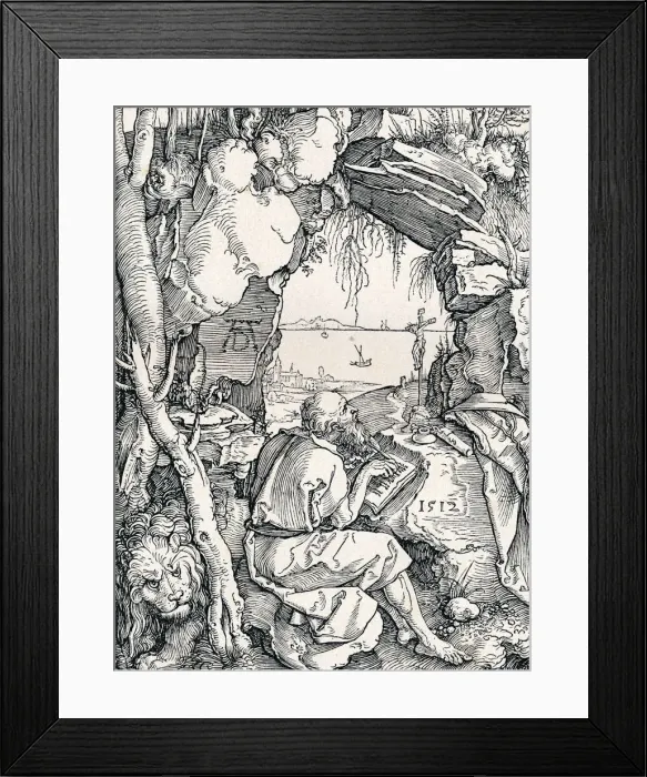Framed Print : St Jerome in a Cave, 1512 (1906). Artist: Albrecht Durer Framed Print : St Jerome in a Cave, 1512 (1906). Artist: Albrecht Durer