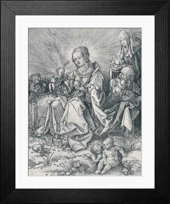 Framed Print : The Holy Family on a Grassy Bench, 1526 (1906). Artist: Albrecht Durer Framed Print : The Holy Family on a Grassy Bench, 1526 (1906). Artist: Albrecht Durer
