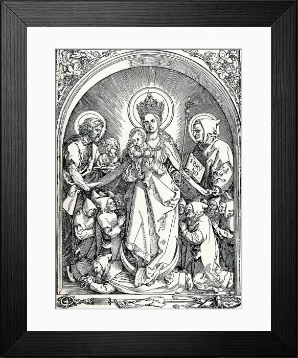 Framed Print : The Madonna with the Carthusian Friars, St John the Baptist and St Bruno, 1515 (1906). Artist: Albrecht Durer Framed Print : The Madonna with the Carthusian Friars, St John the Baptist and St Bruno, 1515 (1906). Artist: Albrecht Durer