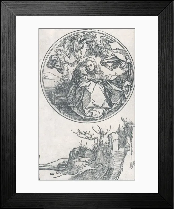 Framed Print : The Virgin crowned by two Angels, c1515 (1906). Artist: Albrecht Durer Framed Print : The Virgin crowned by two Angels, c1515 (1906). Artist: Albrecht Durer