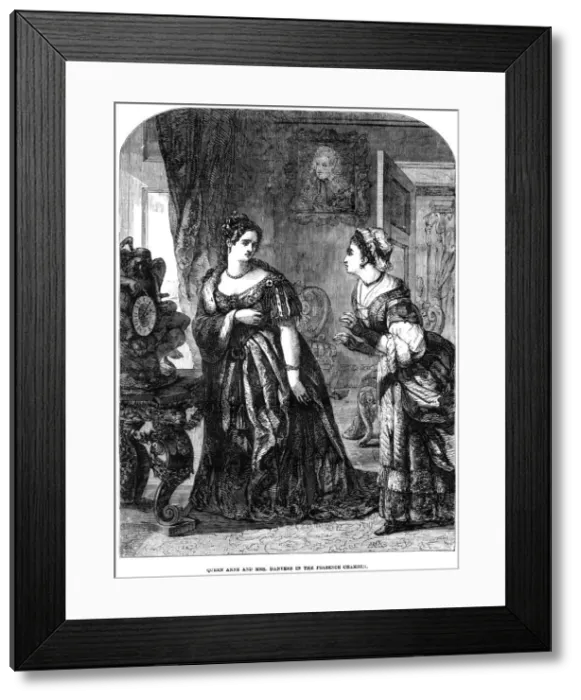 Framed Print : Queen Anne (1665-1714) and Mrs Danvers in the presence chamber Framed Print : Queen Anne (1665-1714) and Mrs Danvers in the presence chamber