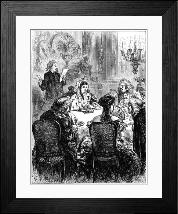 Framed Print : Queen Anne (1665-1714) and the ballad writer. Artist: W Thomas Framed Print : Queen Anne (1665-1714) and the ballad writer. Artist: W Thomas
