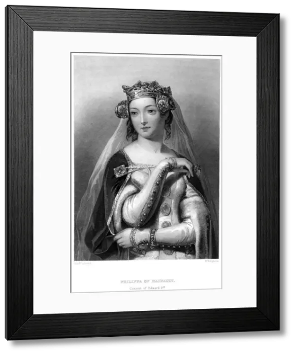 Framed Print : Philippa of Hainault, Queen consort of Edward III. Artist: WH Egleton Framed Print : Philippa of Hainault, Queen consort of Edward III. Artist: WH Egleton