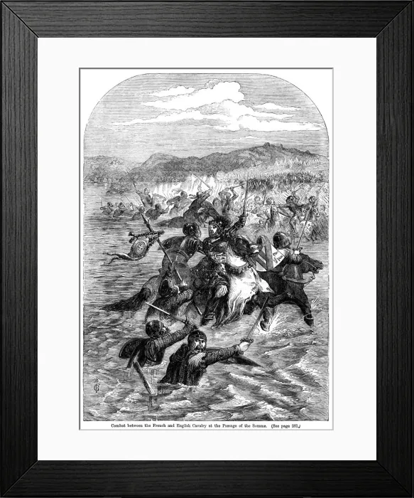 Framed Print : Combat between the French and English cavalry at the passage of the Somme Framed Print : Combat between the French and English cavalry at the passage of the Somme