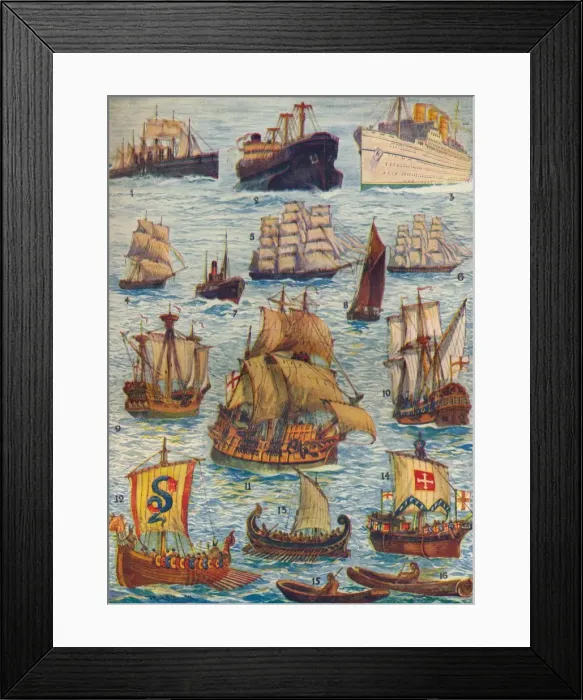 Framed Print : Ships of many kinds and many centuries, c1934 Framed Print : Ships of many kinds and many centuries, c1934