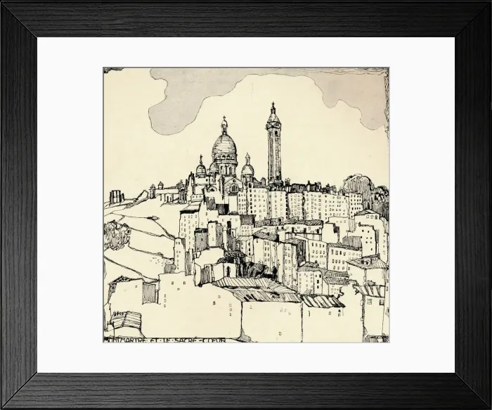 Framed Print : Montmartre and the Sacre-Coeur, 1915. Artist: Jessie Marion King Framed Print : Montmartre and the Sacre-Coeur, 1915. Artist: Jessie Marion King