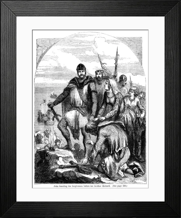 Framed Print : John kneeling for forgiveness before his brother Richard Framed Print : John kneeling for forgiveness before his brother Richard