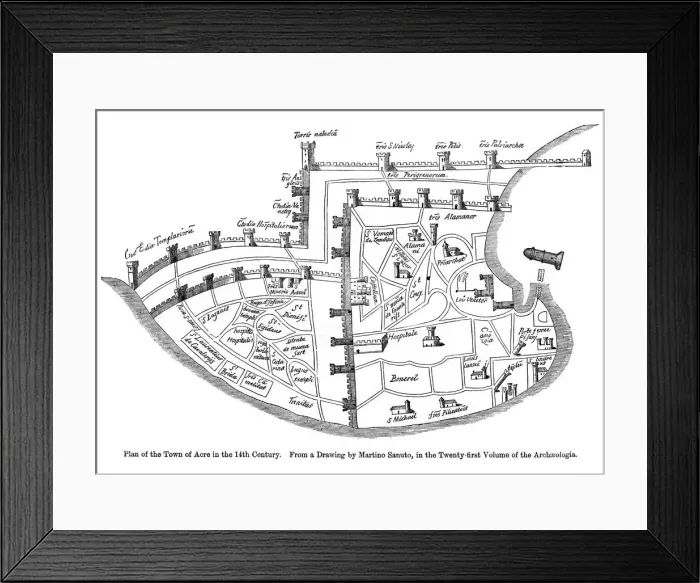Framed Print : Plan of the town of Acre, Palestine, 14th century Framed Print : Plan of the town of Acre, Palestine, 14th century