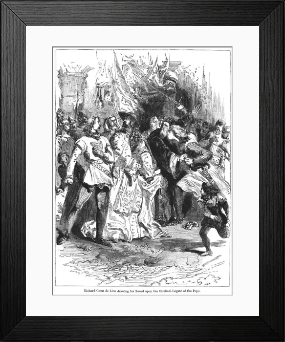 Framed Print : King Richard I (1157-1199) drawing his sword upon the Cardinal Legate of the Pope Framed Print : King Richard I (1157-1199) drawing his sword upon the Cardinal Legate of the Pope