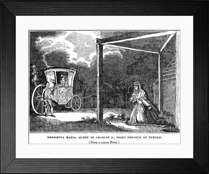 Framed Print : Queen Henrietta Maria (1609-1669) doing penance at Tyburn