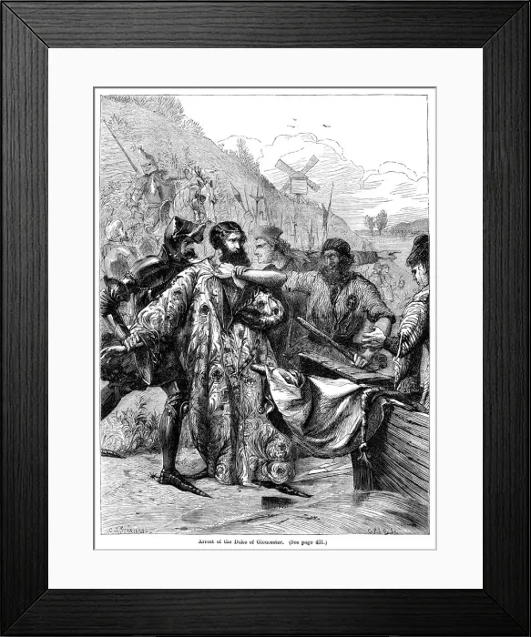 Framed Print : Arrest of the Duke of Gloucester. Artist: Charles Joseph Staniland Framed Print : Arrest of the Duke of Gloucester. Artist: Charles Joseph Staniland