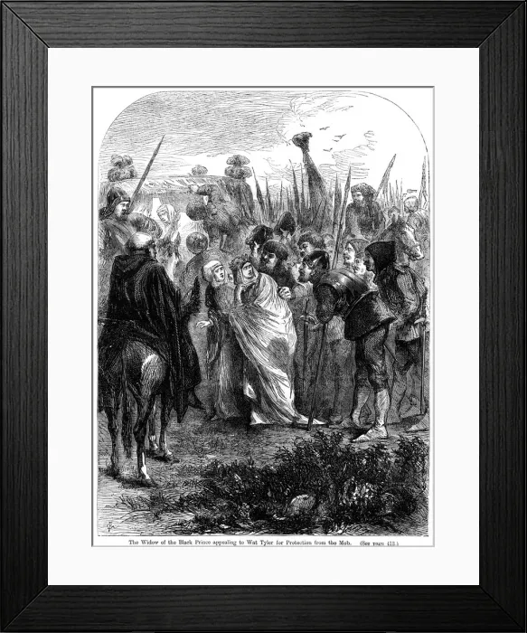 Framed Print : The widow of the Black Prince appealing to Wat Tyler for protection from the mob, 1381