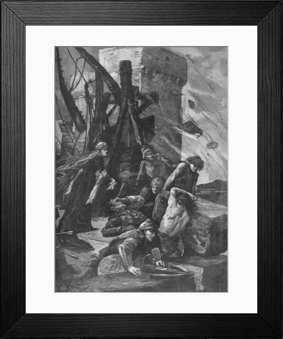 Framed Print : Black Agnes at the Siege of Dunbar, 1338 (1905). Artist: Charless Ricketts Framed Print : Black Agnes at the Siege of Dunbar, 1338 (1905). Artist: Charless Ricketts