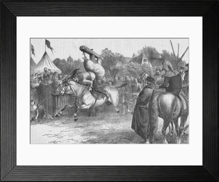 Framed Print : English merry-making in the 14th century: tilting at the quintain, 1905 Framed Print : English merry-making in the 14th century: tilting at the quintain, 1905