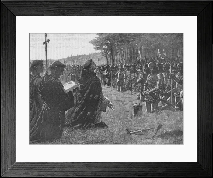Framed Print : The thanksgiving service on the field of Agincourt, France, 1415 (1905). Artist: EBL Framed Print : The thanksgiving service on the field of Agincourt, France, 1415 (1905). Artist: EBL