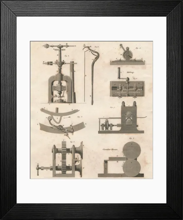 Framed Print : Coining - Machines used in the Mint, 1818 Framed Print : Coining - Machines used in the Mint, 1818