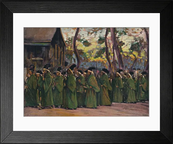Framed Print : Procession of Archers at Kioto, c1897. Artist: Mortimer L Menpes Framed Print : Procession of Archers at Kioto, c1897. Artist: Mortimer L Menpes