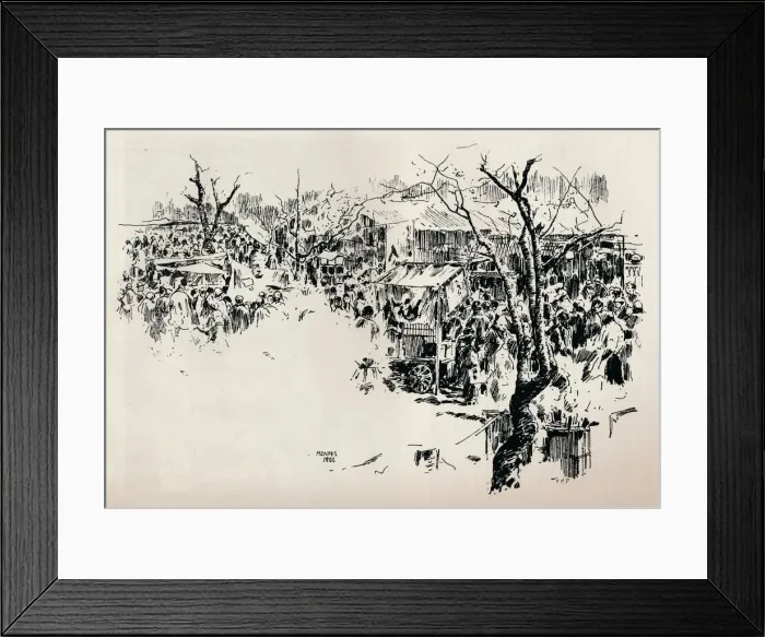 Framed Print : A Street Scene at Asakusa, c1897. Artist: Mortimer L Menpes Framed Print : A Street Scene at Asakusa, c1897. Artist: Mortimer L Menpes