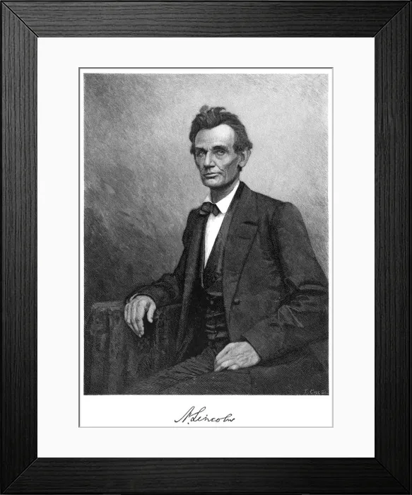 Framed Print : Abraham Lincoln (1809-1865), US president, 1860. Artist: T Cole Framed Print : Abraham Lincoln (1809-1865), US president, 1860. Artist: T Cole