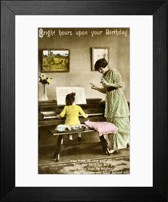 Framed Print : Bright hours upon your Birthday, early 20th century Framed Print : Bright hours upon your Birthday, early 20th century