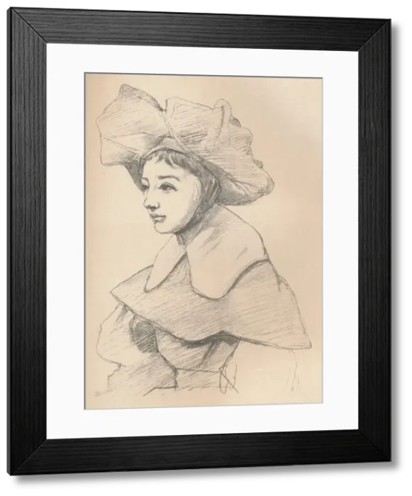 Framed Print : Portrait of a Young Woman in a Large Hat, My Hagar, c1830. Artist: Jean-Baptiste-Camille Corot Framed Print : Portrait of a Young Woman in a Large Hat, My Hagar, c1830. Artist: Jean-Baptiste-Camille Corot
