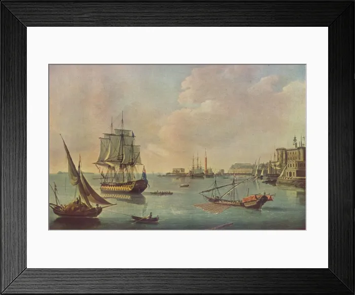 Framed Print : English Men o War in Malta Harbour in Malta Harbour, c1805. Artist: John Thomas Serres Framed Print : English Men o War in Malta Harbour in Malta Harbour, c1805. Artist: John Thomas Serres