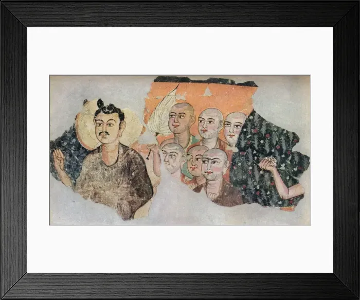 Framed Print : Wallpainting recovered from a ruined shrine at Miran, c300 Framed Print : Wallpainting recovered from a ruined shrine at Miran, c300