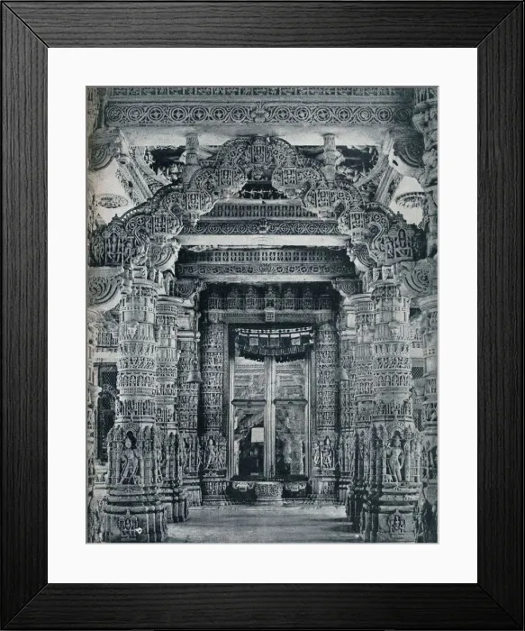 Framed Print : Marble Sculpture at an entrance to a Jain Temple at Dilwara, Mount Abu, c1100