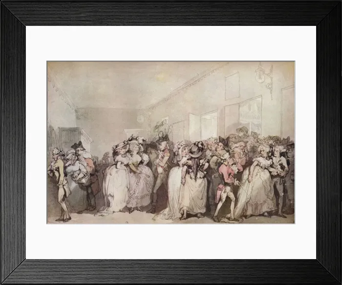 Framed Print : Box Lobby Loungers of 1785, c1785. Artist: Thomas Rowlandson Framed Print : Box Lobby Loungers of 1785, c1785. Artist: Thomas Rowlandson