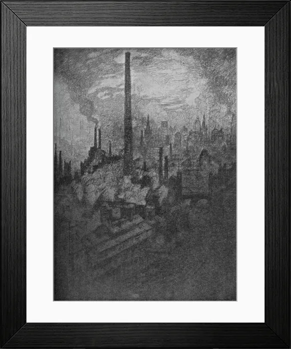 Framed Print : The Great Chimney, Sheffield, 1910. Artist: Joseph Pennell Framed Print : The Great Chimney, Sheffield, 1910. Artist: Joseph Pennell