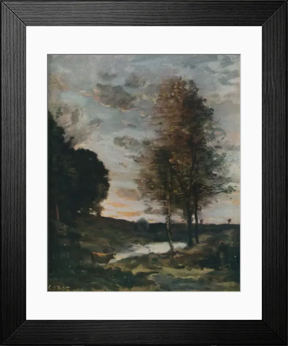 Framed Print : Soleil Couchant, c1910. Artist: Jean-Baptiste-Camille Corot Framed Print : Soleil Couchant, c1910. Artist: Jean-Baptiste-Camille Corot