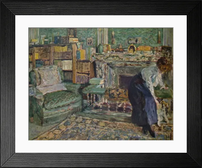 Framed Print : Marguerite Chapin in Her Apartment with Her Dog, 1910. Artist: Edouard Vuillard Framed Print : Marguerite Chapin in Her Apartment with Her Dog, 1910. Artist: Edouard Vuillard