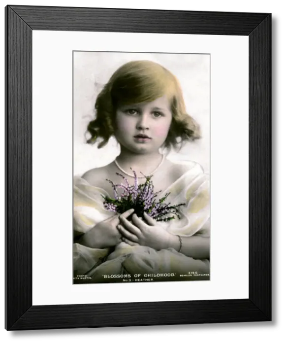 Framed Print : Blossoms of Childhood No. 3: Heather, early 20th century. Artist: J Beagles & Co Framed Print : Blossoms of Childhood No. 3: Heather, early 20th century. Artist: J Beagles & Co