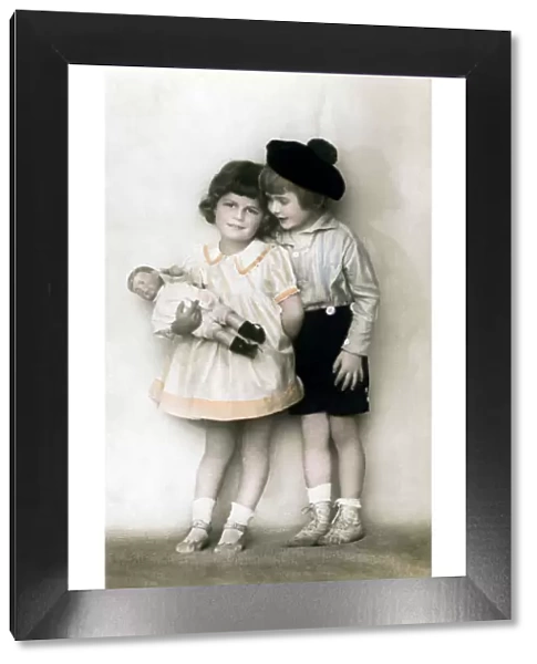 A young girl and boy, early 20th century