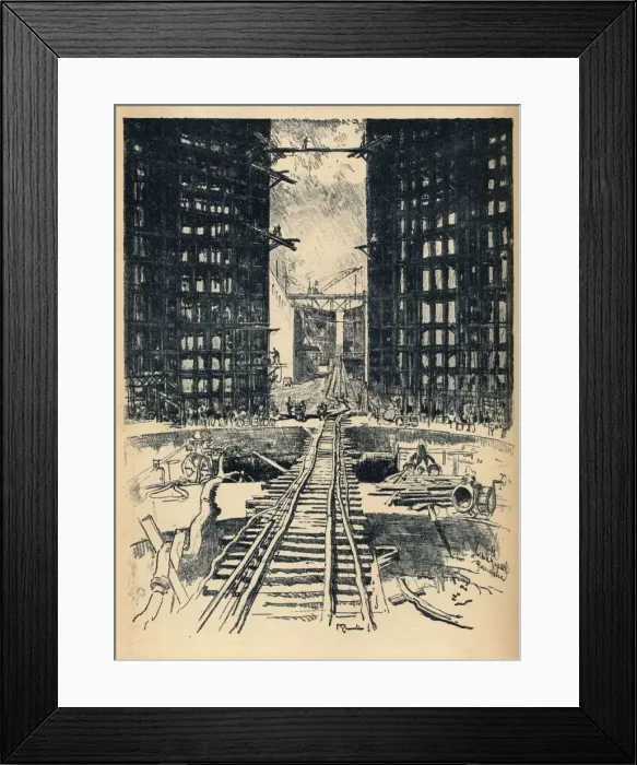Framed Print : The Gates of Pedro Miguel Lock, 1912. Artist: Joseph Pennell Framed Print : The Gates of Pedro Miguel Lock, 1912. Artist: Joseph Pennell